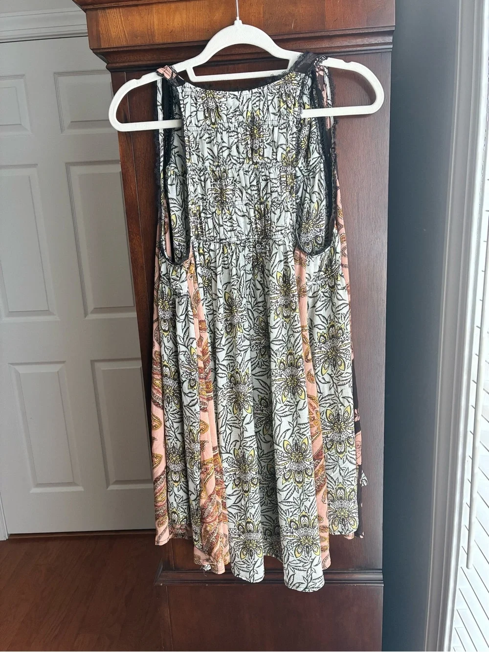 Free People Mixed Print Lace Trim Tunic Dress